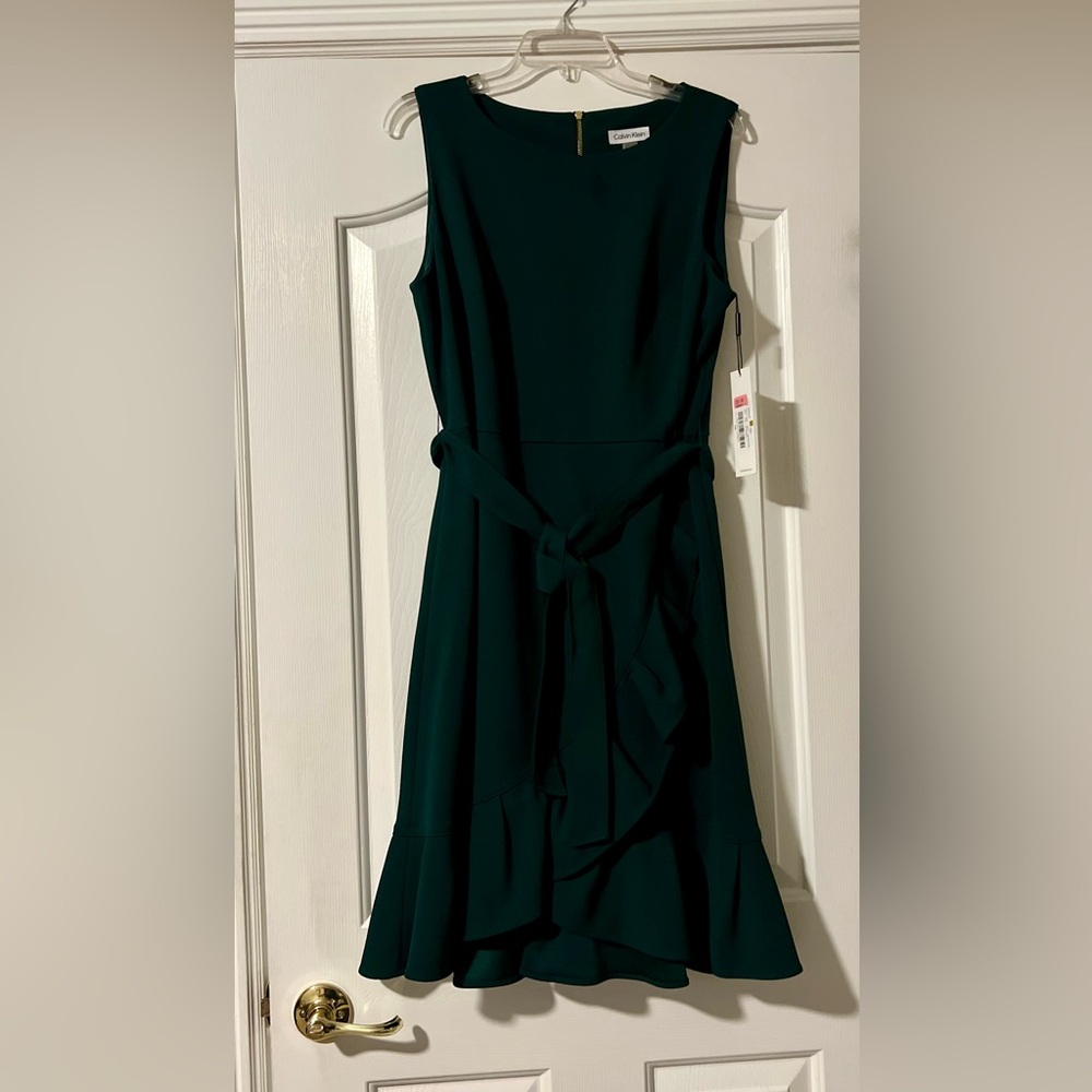 Calvin Klein Green Scoop Neck Mini Sundress